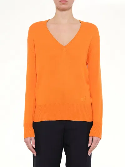 Loewe V Neck Sweater In Orange