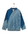 Loewe Printed Half-zip Denim Coat In Blue