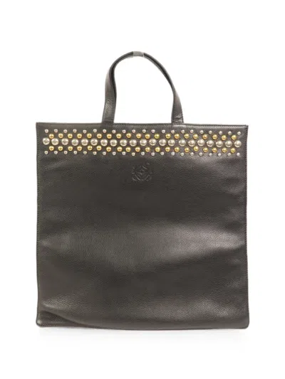 Pre-owned Loewe Vega Studded Tote Bag In Black