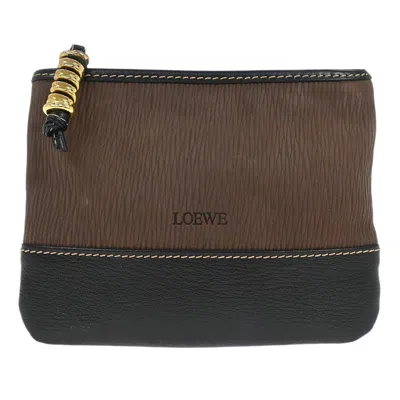 Pre-owned Loewe Velazquez Clutch Bag Leather Brown Leather Clutche & Pouche Bag ()