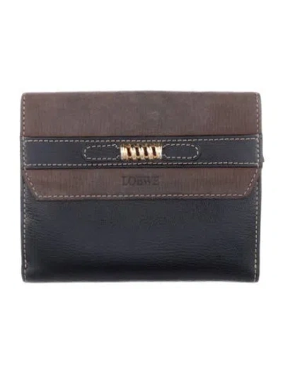 Pre-owned Loewe Velazquez Leather Wallet In Black