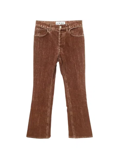 Pre-owned Loewe Velour Button-fly Jeans In Brown