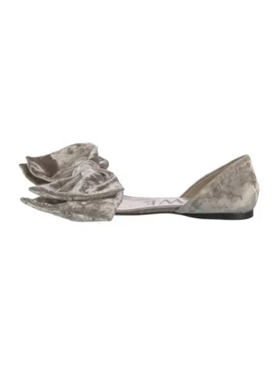 Pre-owned Loewe Velvet Bow Accents D'orsay Flats In Neutrals