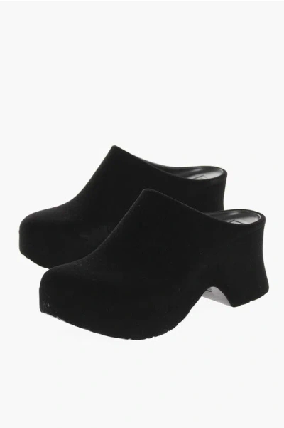 Loewe Velvet Clogs Heel 8 Cm In Black