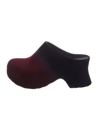 Pre-owned Loewe Velvet Colorblock Pattern Mules In Burgundy
