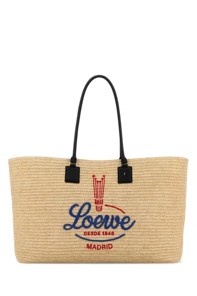 Loewe Verano Raffia Xl Tote In Brown