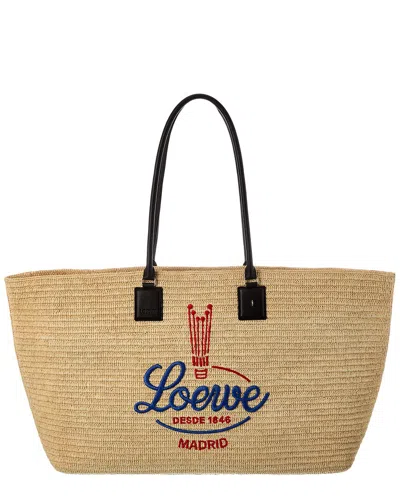 Loewe Verano Xl Raffia & Leather Tote In Neutral