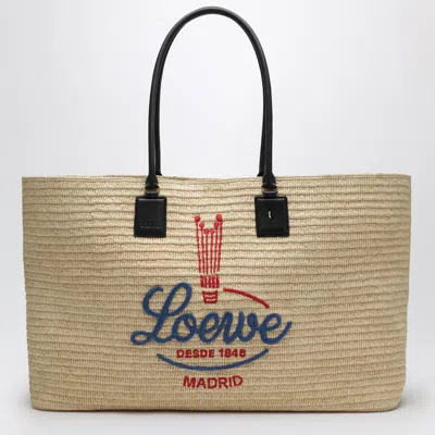 Loewe Verano Xl Tote Bag In Raffia In Neutral