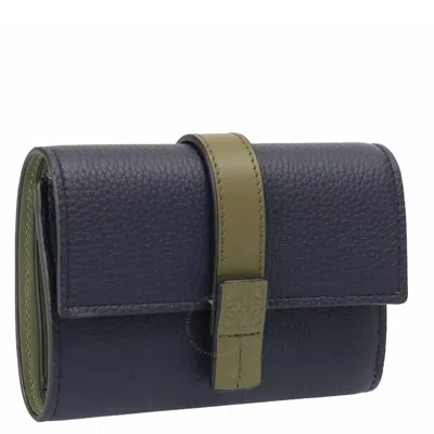 Loewe Vertical Small Calfskin Wallet In Blue/green