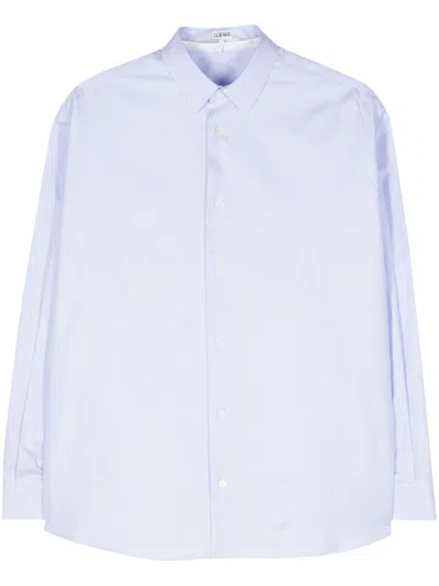 Loewe Vertical Stripe Layered Design Classic Collar Shirt In Blue