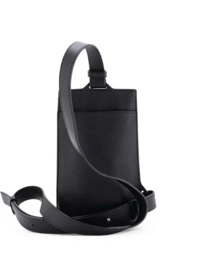 Pre-owned Loewe Vertical T Pocket Body Bag Leather Crossbody Bag In Black