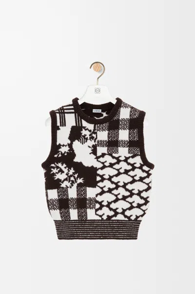 Loewe Vest In Wool Size:xs For Woman In Ecru/brown
