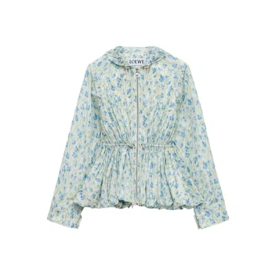 Loewe Veste À Capuche En Taffetas De Soie Mélangée In Blue