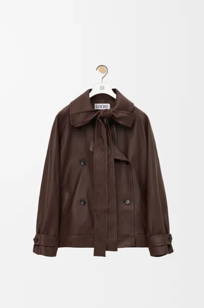 Loewe Suede Bow-detail Jacket In Brown
