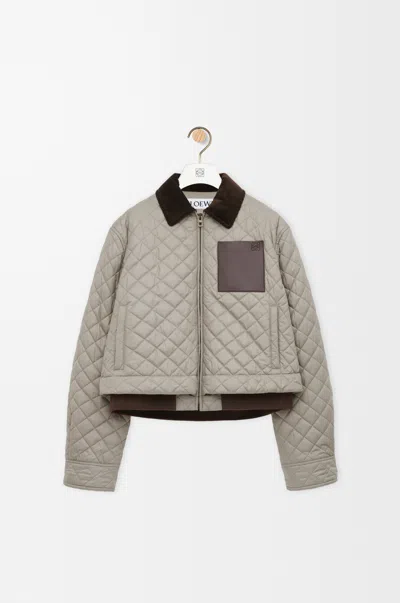 Loewe Anagram Leather-trimmed Quilted Jacket In Neutral