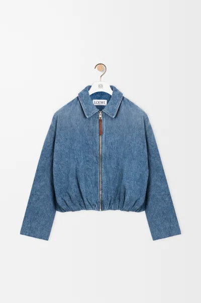 Loewe Draped Zipped Denim Jacket In Blue