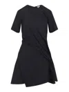 Loewe Draped Asymmetric Dress Short Sleeves In Blue