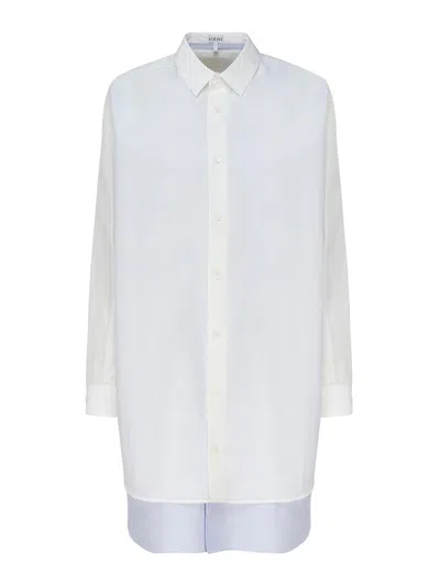 Loewe Women Cotton And Silk Blend Shirt Dress In White