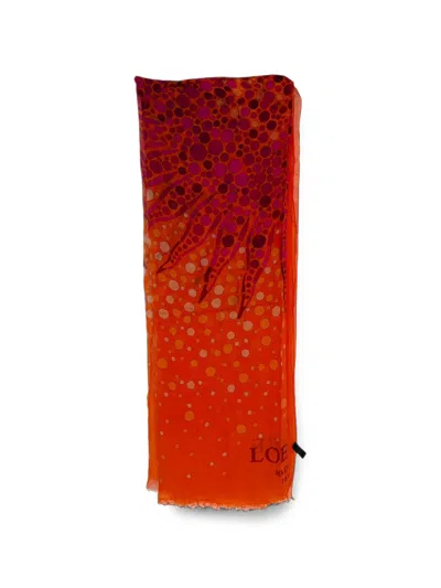 Pre-owned Loewe Vibrant Print Scarf In Orange