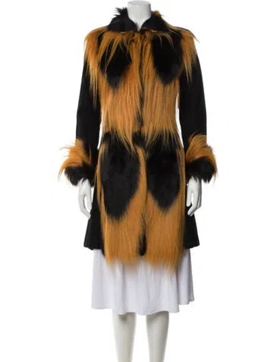Pre-owned Loewe Vintage 1970's Faux Fur Coat In Black