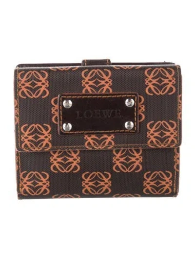 Pre-owned Loewe Vintage 2005 Compact Wallet In Brown
