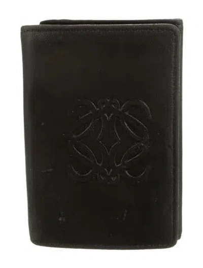 Pre-owned Loewe Vintage Anagram Card Holder In Black