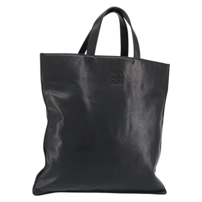 Pre-owned Loewe Vintage Anagram Tote Leather Black Leather Tote Bag Bag ()