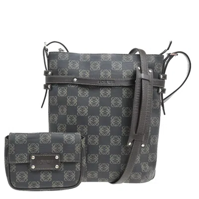 Pre-owned Loewe Vintage Anagram Zip Crossbody Bag Pvc Leather Black Pvc Shoulder Bag Bag ()