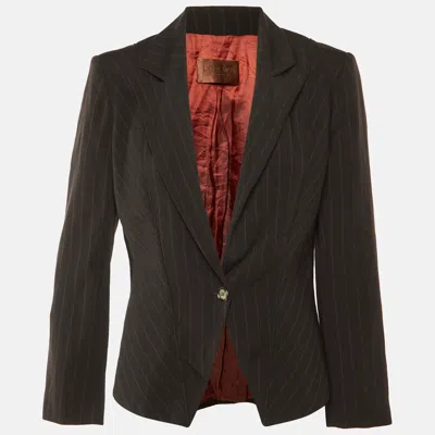 Pre-owned Loewe Vintage Brown Striped Wool Slim Fit Blazer L