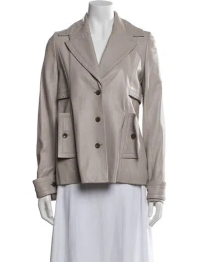 Pre-owned Loewe Vintage Leather Blazer In Neutral