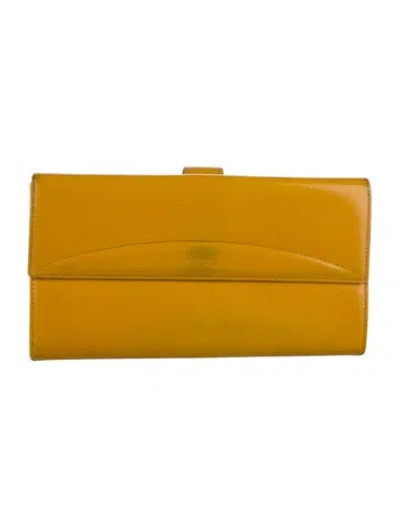 Pre-owned Loewe Vintage Leather French Purse In Yellow