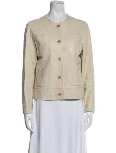 Pre-owned Loewe Vintage Leather Jacket In Neutral