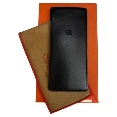 Pre-owned Loewe Vintage  Anagram Lambskin Leather Glasses Case Holder Black