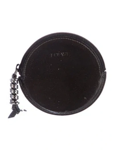 Pre-owned Loewe Vintage Round Coin Pouch Wallet In Brown