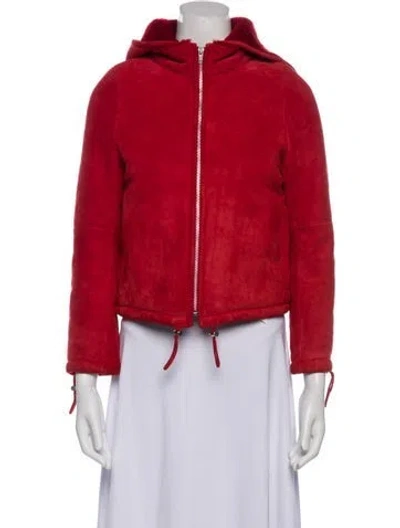 Pre-owned Loewe Vintage Shearling Jacket In Red
