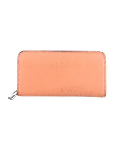 Pre-owned Loewe Vintage Signature Logo Continental Wallet In Pink