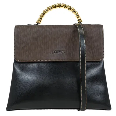 Pre-owned Loewe Vintage Velazquez Top Handle Bag Leather Black Leather Handbag ()
