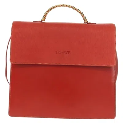 Pre-owned Loewe Vintage Velazquez Top Handle Bag Leather Red Leather Handbag ()