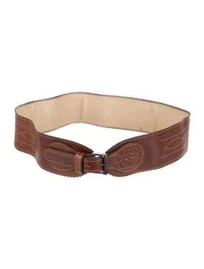 Pre-owned Loewe Vintage Wide Waist Belt In Brown