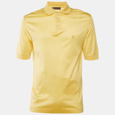 Pre-owned Loewe Vintage Yellow Cotton Anagram Embroidered Polo T-shirt M