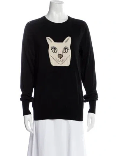 Pre-owned Loewe Virgin Wool Graphic Print Sweater In Black
