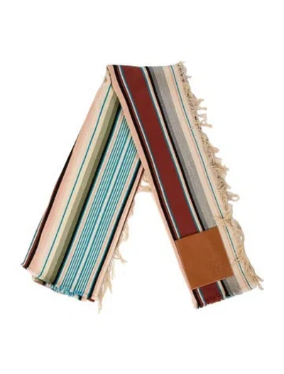 Pre-owned Loewe Virgin Wool Striped Shawl In Neutral