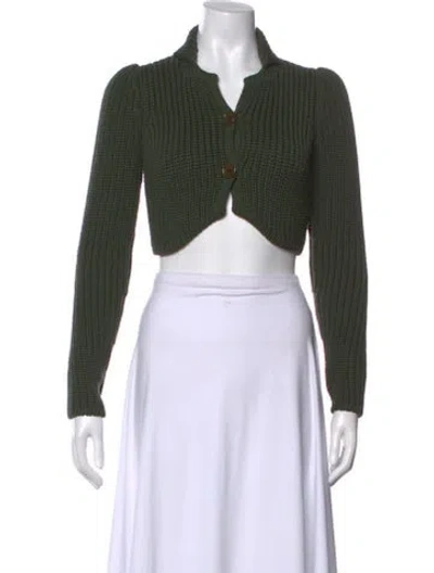 Pre-owned Loewe Virgin Wool V-neck Sweater In Green