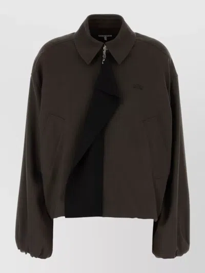 Loewe Viscose Blend Jacket Contrast Panel Pockets In Brown