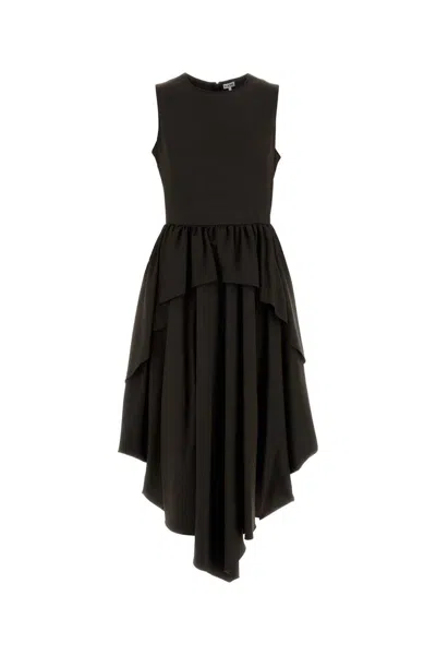 Loewe Viscose-blend Midi Dress In Brown