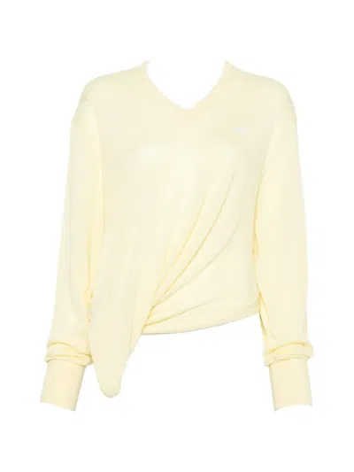 Loewe V-neck Draped Sweater In Neutral