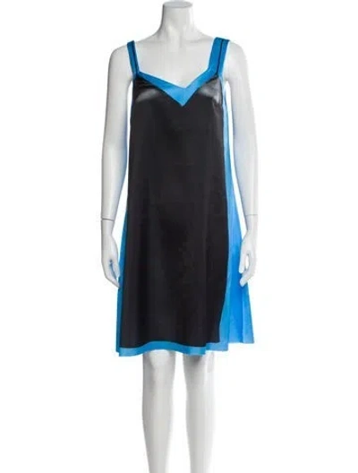 Pre-owned Loewe V-neck Knee-length Dress In Blue
