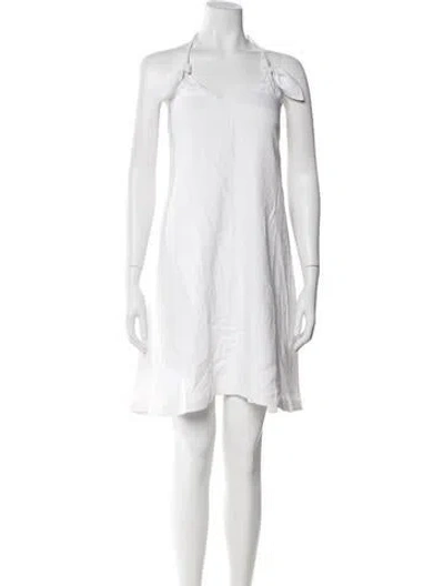 Pre-owned Loewe V-neck Knee-length Dress In White