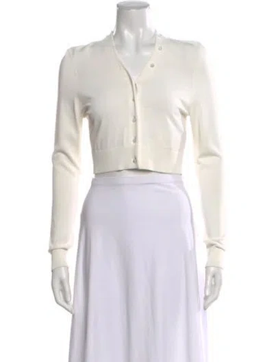 Pre-owned Loewe V-neck Long Sleeve Crop Top In Neutral