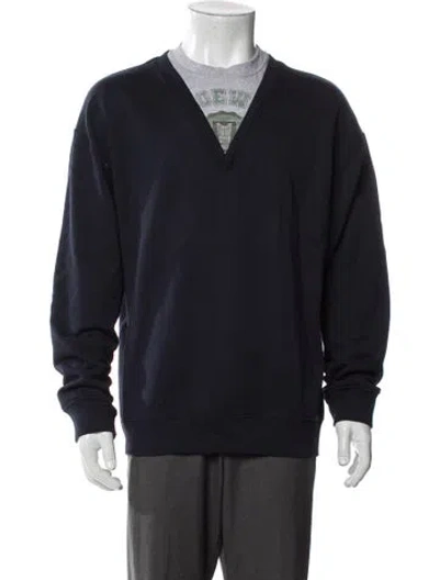 Pre-owned Loewe V-neck Long Sleeve Sweatshirt In Blue
